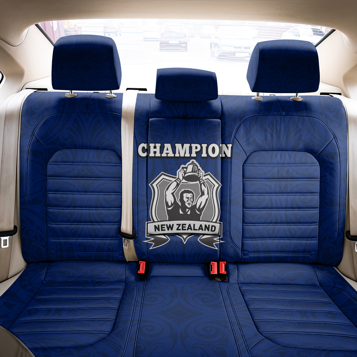 New Zealand World Cup 2023 Back Car Seat Cover Go Champion NZ Rugby Forever Maori Blue Style LT03 - Polynesian Pride