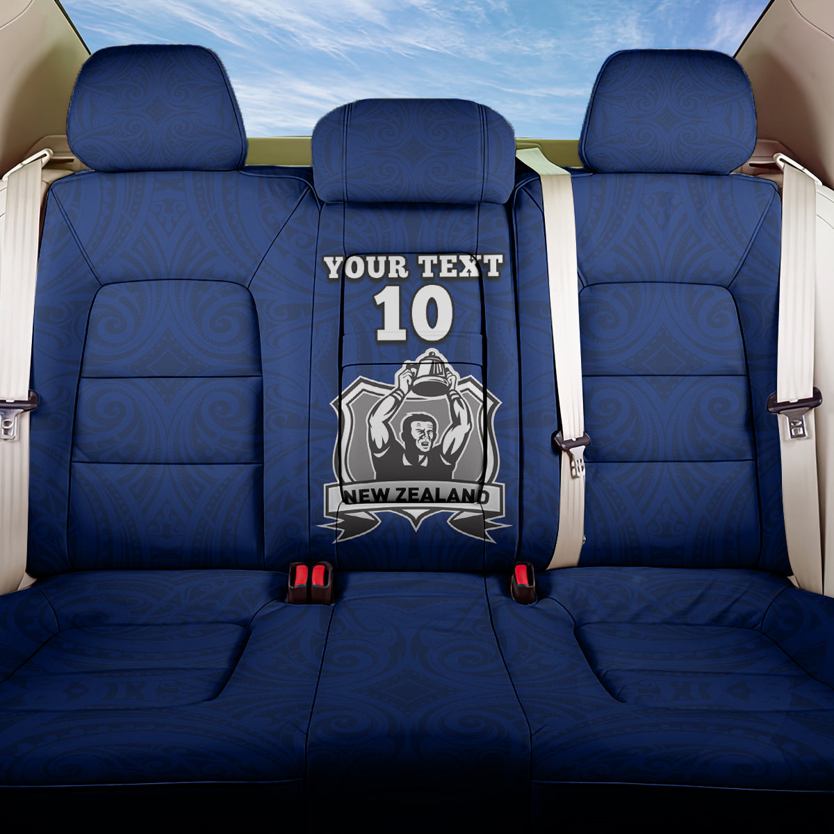 Custom New Zealand World Cup 2023 Back Car Seat Cover Go Champion NZ Rugby Forever Maori Blue Style LT03 One Size Blue - Polynesian Pride