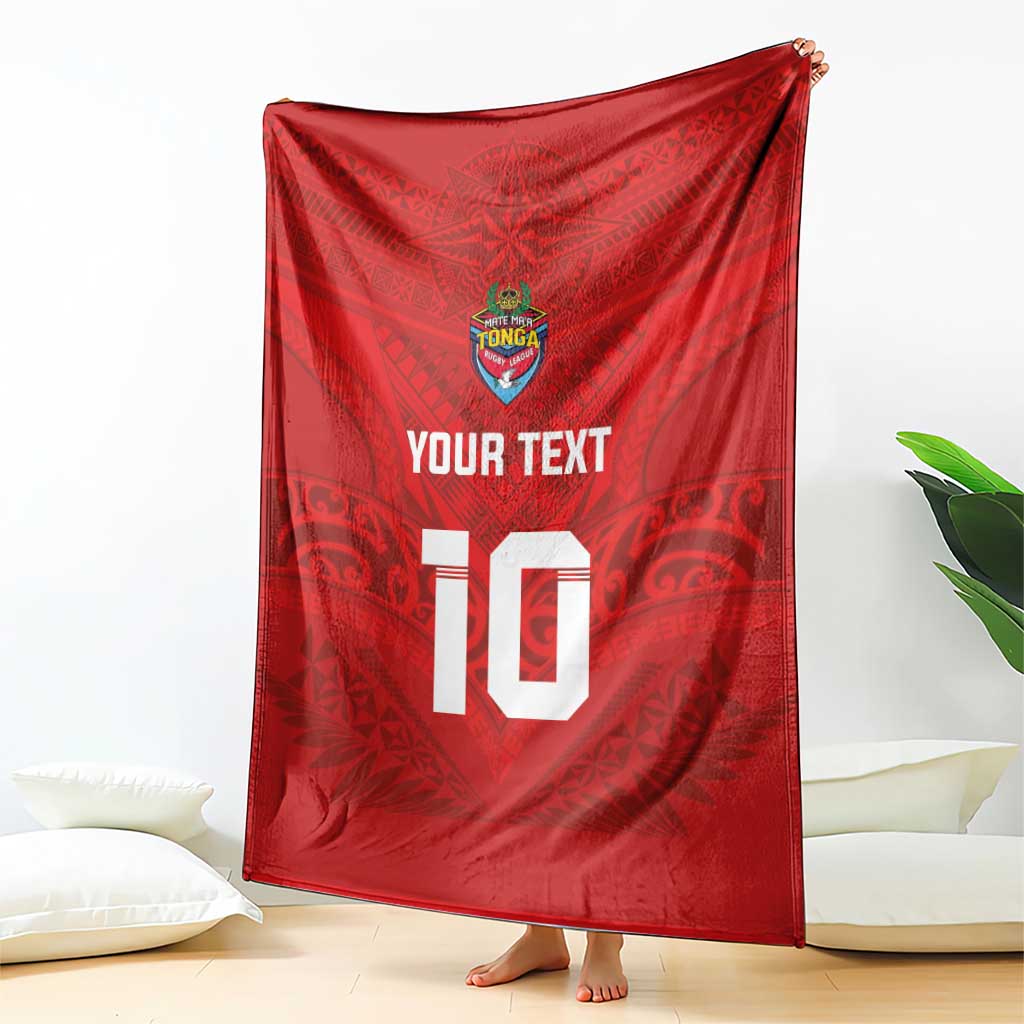 Custom Mate Ma'a Tonga Rugby Blanket Ngatu Tribal Motifs Sporty Style - Polynesian Pride