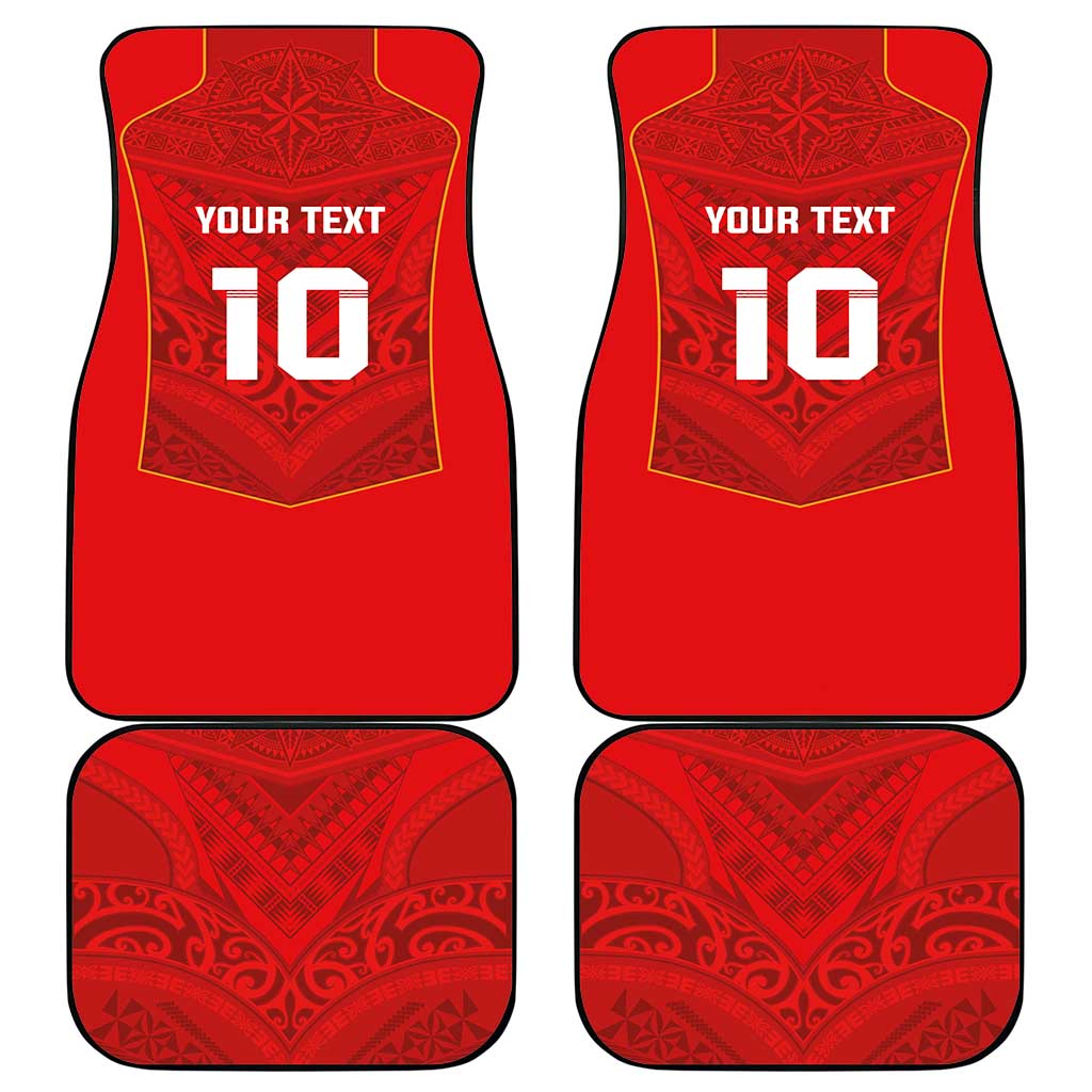 Custom Mate Ma'a Tonga Rugby Car Mats Ngatu Tribal Motifs Sporty Style - Polynesian Pride