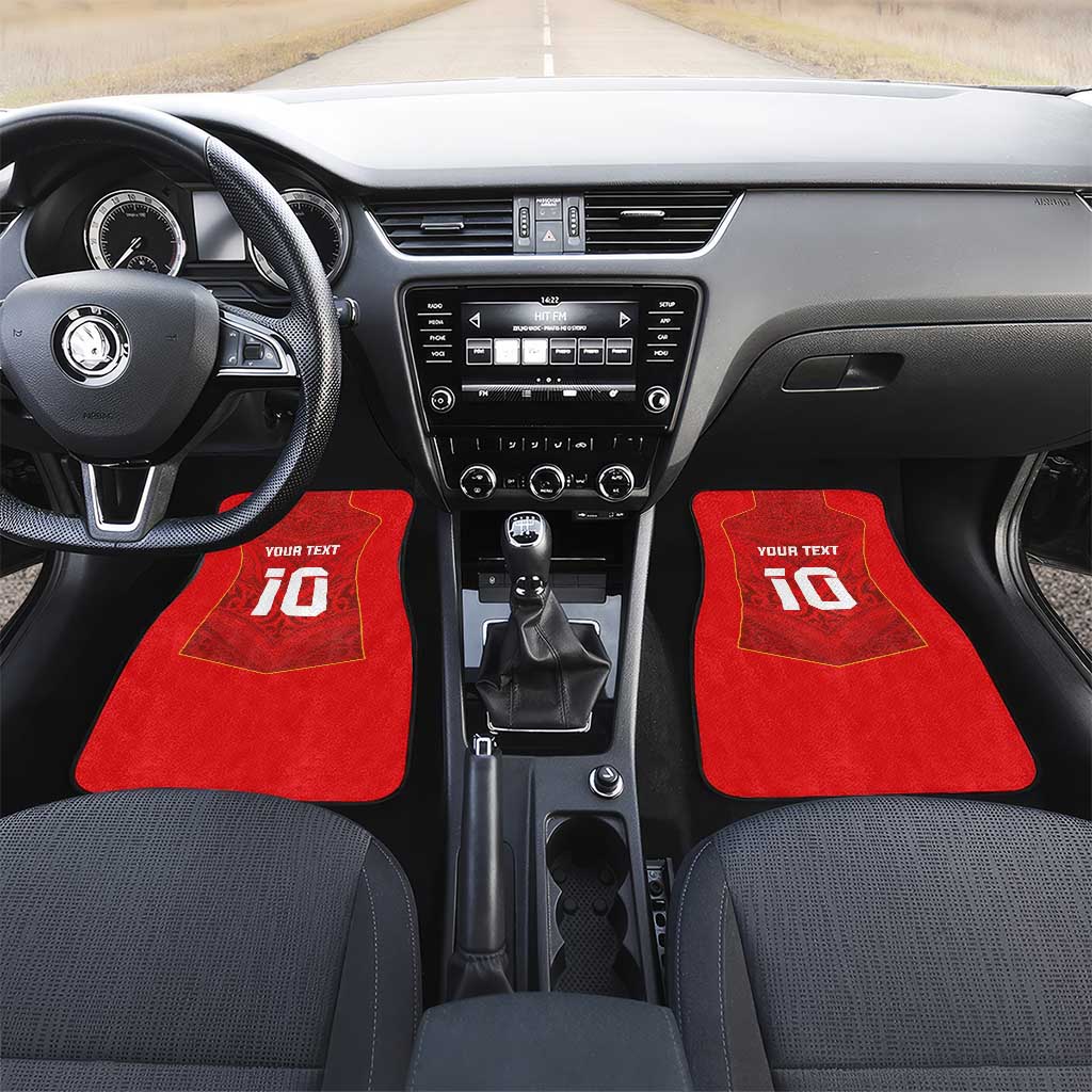 Custom Mate Ma'a Tonga Rugby Car Mats Ngatu Tribal Motifs Sporty Style - Polynesian Pride