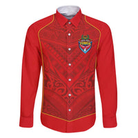 Custom Mate Ma'a Tonga Rugby Family Matching Long Sleeve Bodycon Dress and Hawaiian Shirt Ngatu Tribal Motifs Sporty Style - Polynesian Pride