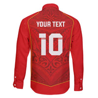 Custom Mate Ma'a Tonga Rugby Family Matching Long Sleeve Bodycon Dress and Hawaiian Shirt Ngatu Tribal Motifs Sporty Style - Polynesian Pride