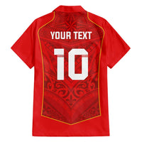 Custom Mate Ma'a Tonga Rugby Family Matching Short Sleeve Bodycon Dress and Hawaiian Shirt Ngatu Tribal Motifs Sporty Style - Polynesian Pride