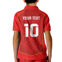 Custom Mate Ma'a Tonga Rugby Kid Polo Shirt Ngatu Tribal Motifs Sporty Style - Polynesian Pride
