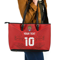 Custom Mate Ma'a Tonga Rugby Leather Tote Bag Ngatu Tribal Motifs Sporty Style - Polynesian Pride