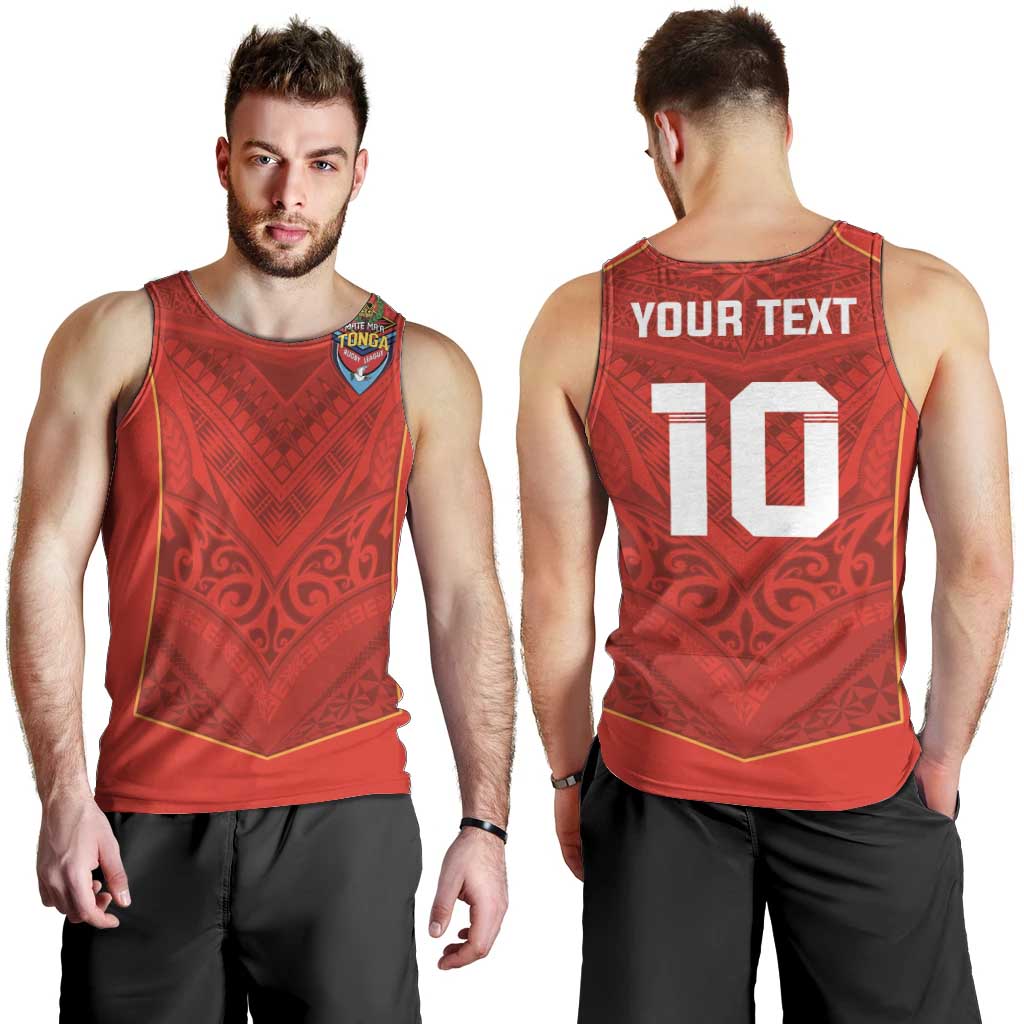 Custom Mate Ma'a Tonga Rugby Men Tank Top Ngatu Tribal Motifs Sporty Style - Polynesian Pride