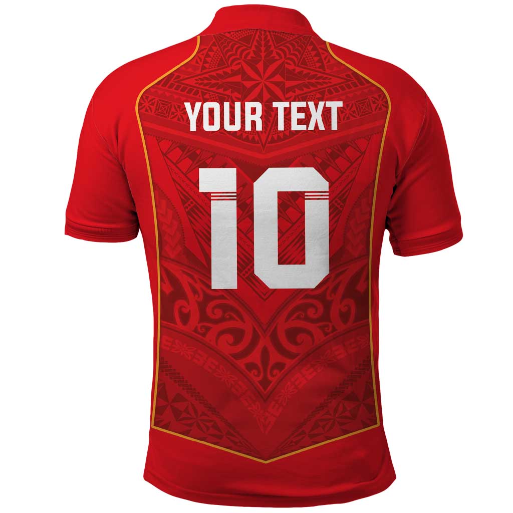 Custom Mate Ma'a Tonga Rugby Polo Shirt Ngatu Tribal Motifs Sporty Style - Polynesian Pride