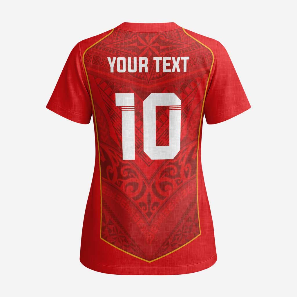 Custom Mate Ma'a Tonga Rugby Scrub Top Ngatu Tribal Motifs Sporty Style - Polynesian Pride