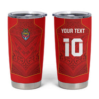 Custom Mate Ma'a Tonga Rugby Tumbler Cup Ngatu Tribal Motifs Sporty Style - Polynesian Pride
