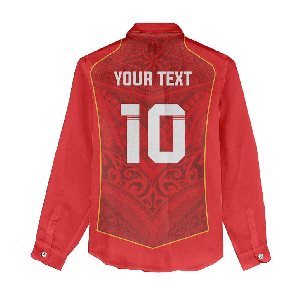 Custom Mate Ma'a Tonga Rugby Women Casual Shirt Ngatu Tribal Motifs Sporty Style - Polynesian Pride