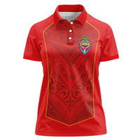 Custom Mate Ma'a Tonga Rugby Women Polo Shirt Ngatu Tribal Motifs Sporty Style - Polynesian Pride