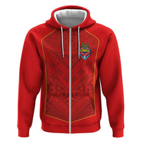 Custom Mate Ma'a Tonga Rugby Zip Hoodie Ngatu Tribal Motifs Sporty Style - Polynesian Pride