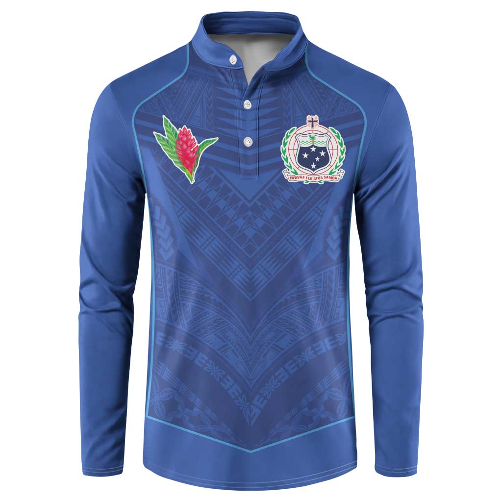 Custom Samoa Rugby Button Sweatshirt Tatau Tribal Motifs Sporty Style - Polynesian Pride