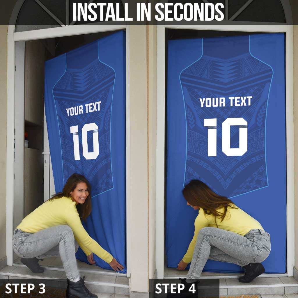 Custom Samoa Rugby Door Cover Tatau Tribal Motifs Sporty Style - Polynesian Pride