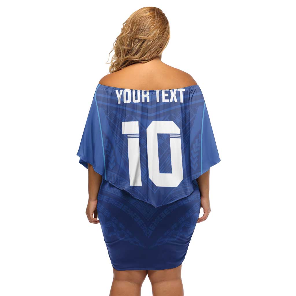 Custom Samoa Rugby Off Shoulder Short Dress Tatau Tribal Motifs Sporty Style - Polynesian Pride