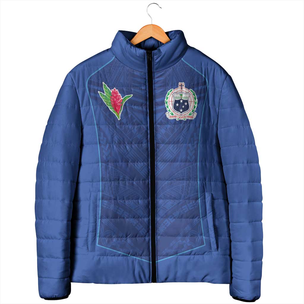 Custom Samoa Rugby Padded Jacket Tatau Tribal Motifs Sporty Style - Polynesian Pride