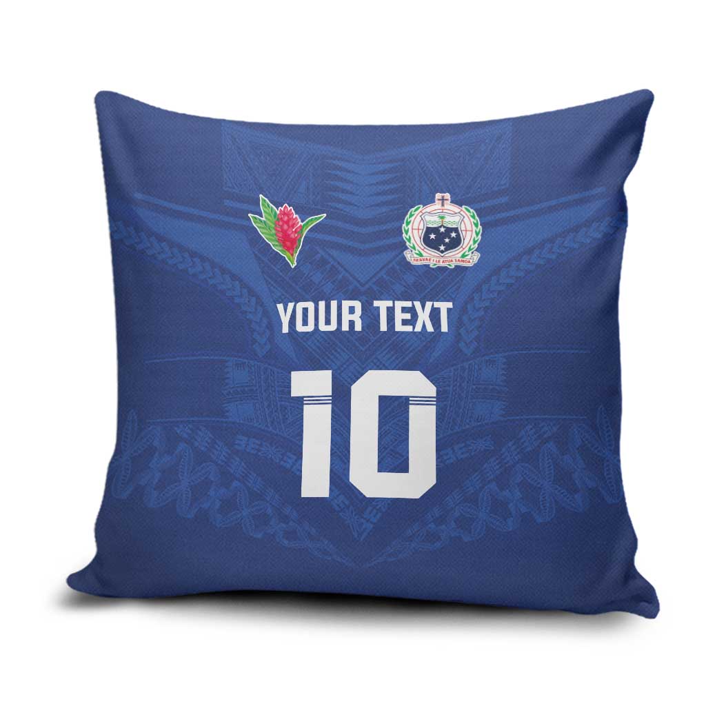 Custom Samoa Rugby Pillow Cover Tatau Tribal Motifs Sporty Style - Polynesian Pride