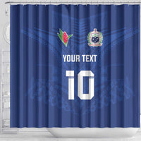 Custom Samoa Rugby Shower Curtain Tatau Tribal Motifs Sporty Style - Polynesian Pride