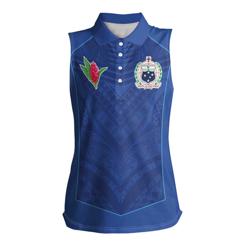 Custom Samoa Rugby Women Sleeveless Polo Shirt Tatau Tribal Motifs Sporty Style - Polynesian Pride