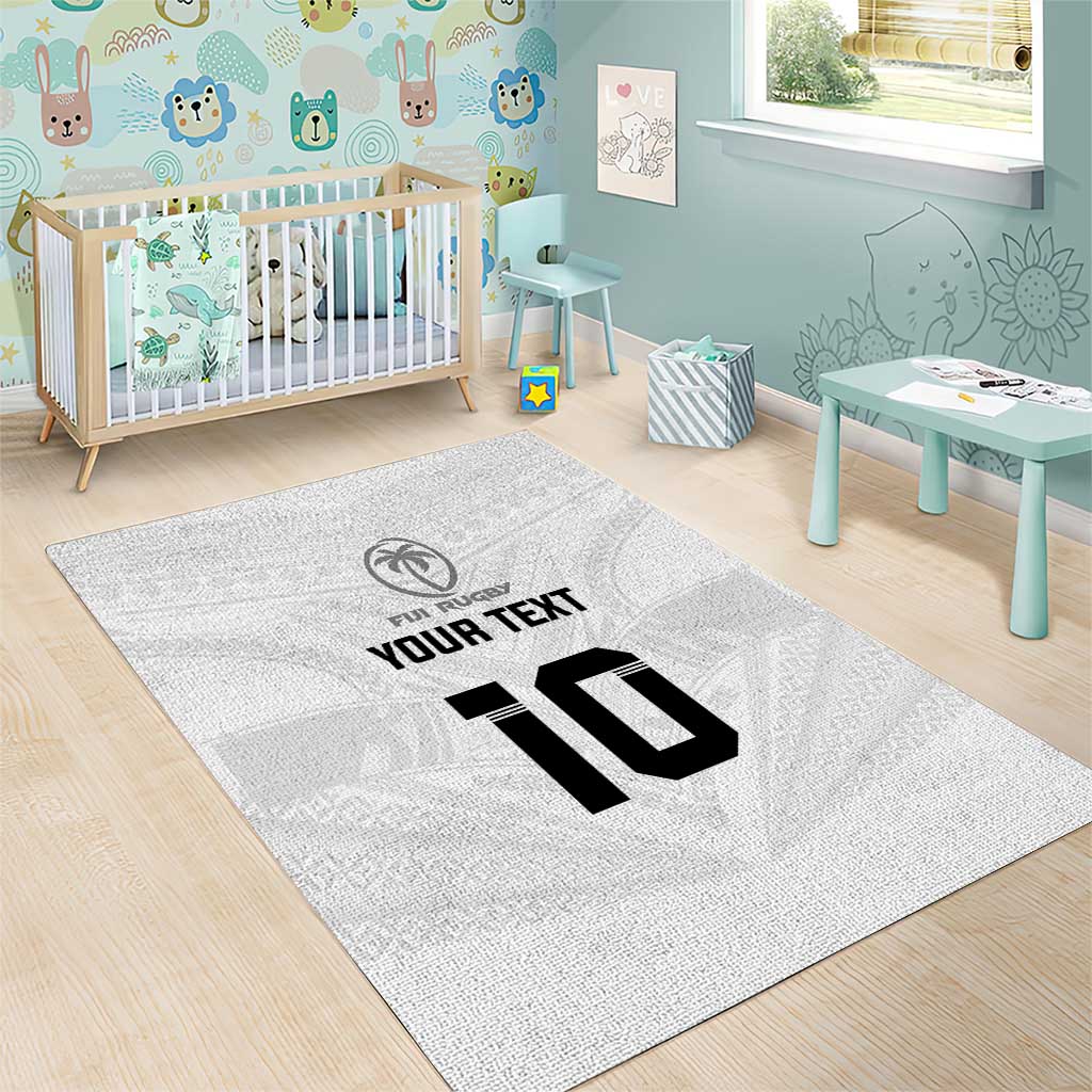 Custom Fiji Rugby Area Rug Tapa Tribal Motifs Sporty Style - Polynesian Pride