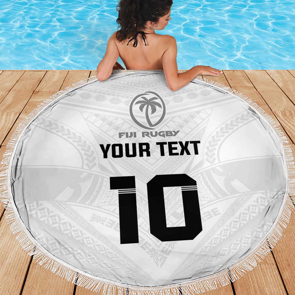 Custom Fiji Rugby Beach Blanket Tapa Tribal Motifs Sporty Style - Polynesian Pride