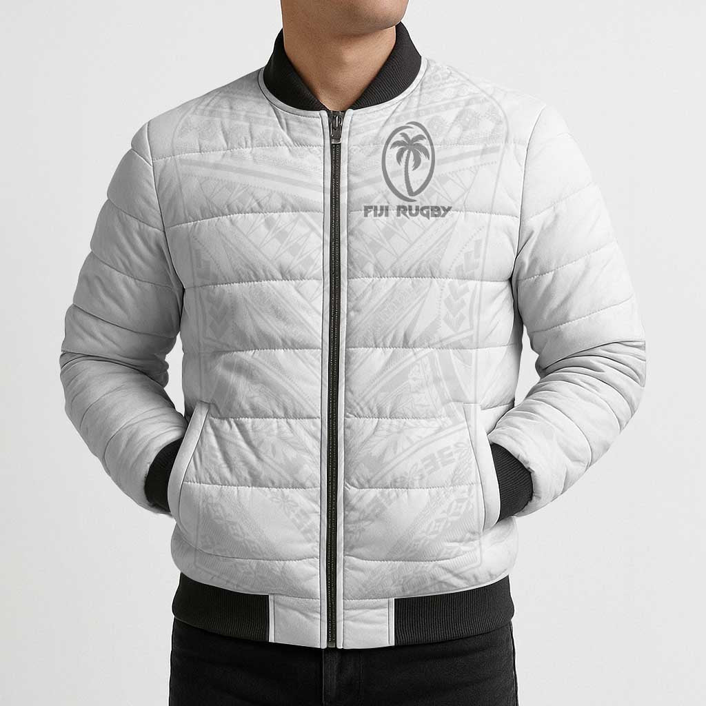 Custom Fiji Rugby Bomber Puffer Jacket Tapa Tribal Motifs Sporty Style - Polynesian Pride