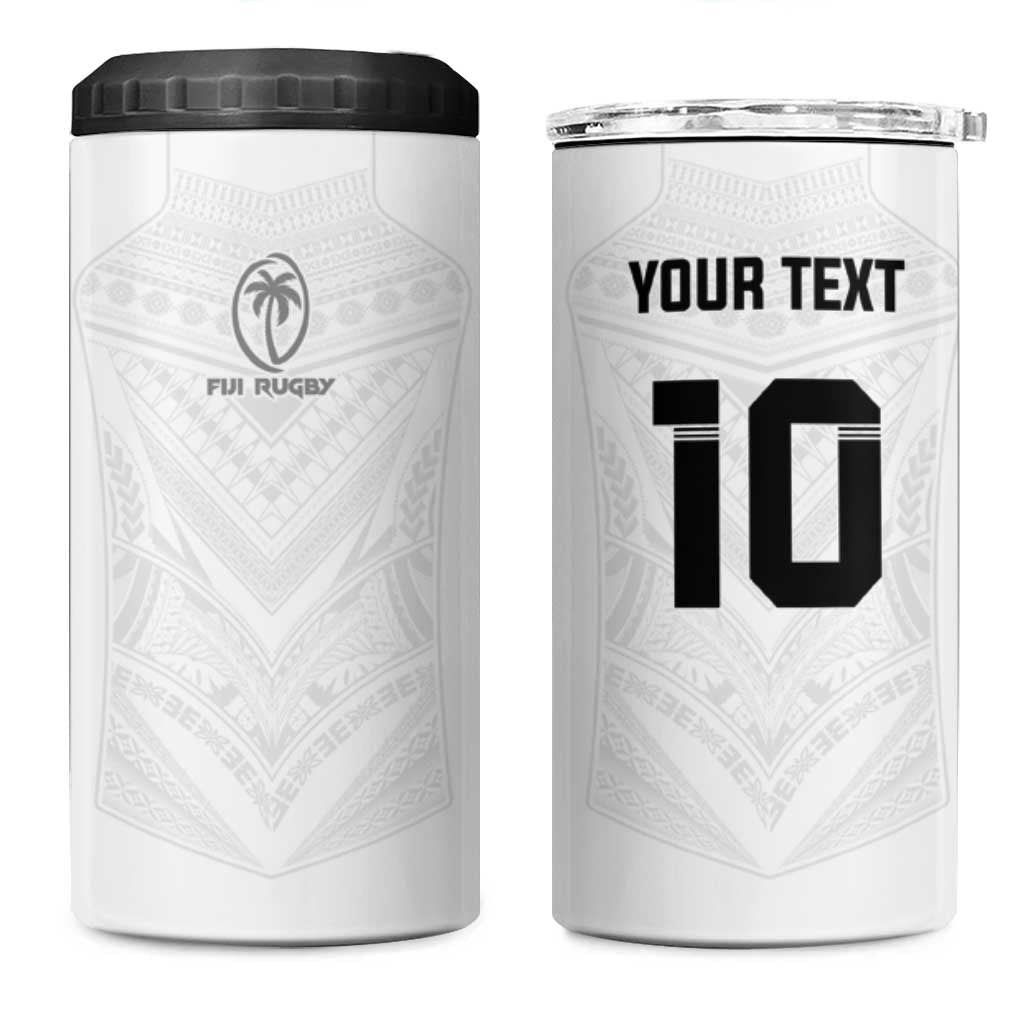 Custom Fiji Rugby 4 in 1 Can Cooler Tumbler Tapa Tribal Motifs Sporty Style LT03 One Size: 16 oz White - Polynesian Pride