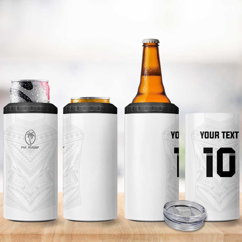 Custom Fiji Rugby 4 in 1 Can Cooler Tumbler Tapa Tribal Motifs Sporty Style LT03 - Polynesian Pride