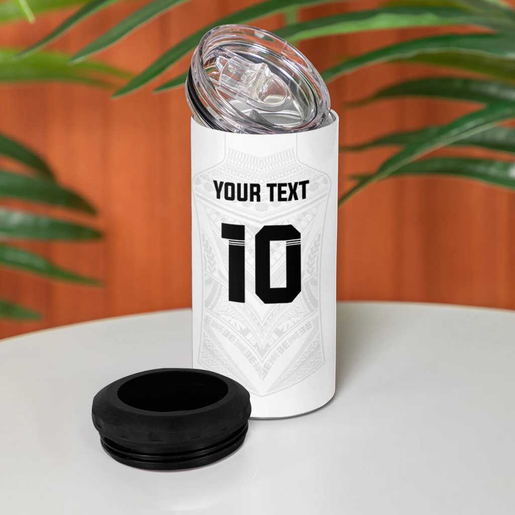 Custom Fiji Rugby 4 in 1 Can Cooler Tumbler Tapa Tribal Motifs Sporty Style LT03 - Polynesian Pride