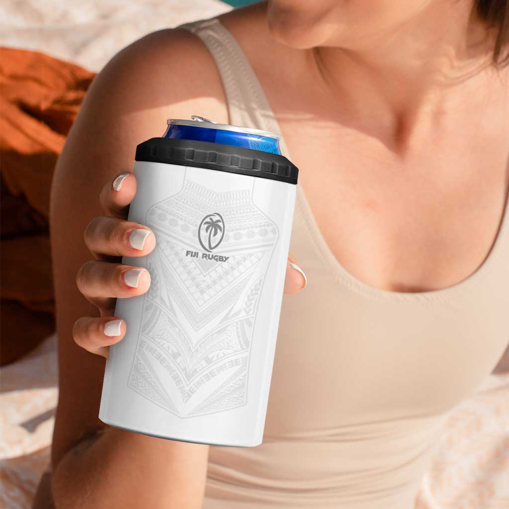 Custom Fiji Rugby 4 in 1 Can Cooler Tumbler Tapa Tribal Motifs Sporty Style LT03 - Polynesian Pride