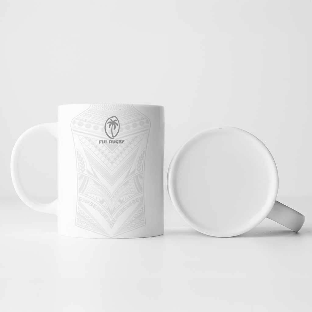 Custom Fiji Rugby Ceramic Mug Tapa Tribal Motifs Sporty Style - Polynesian Pride