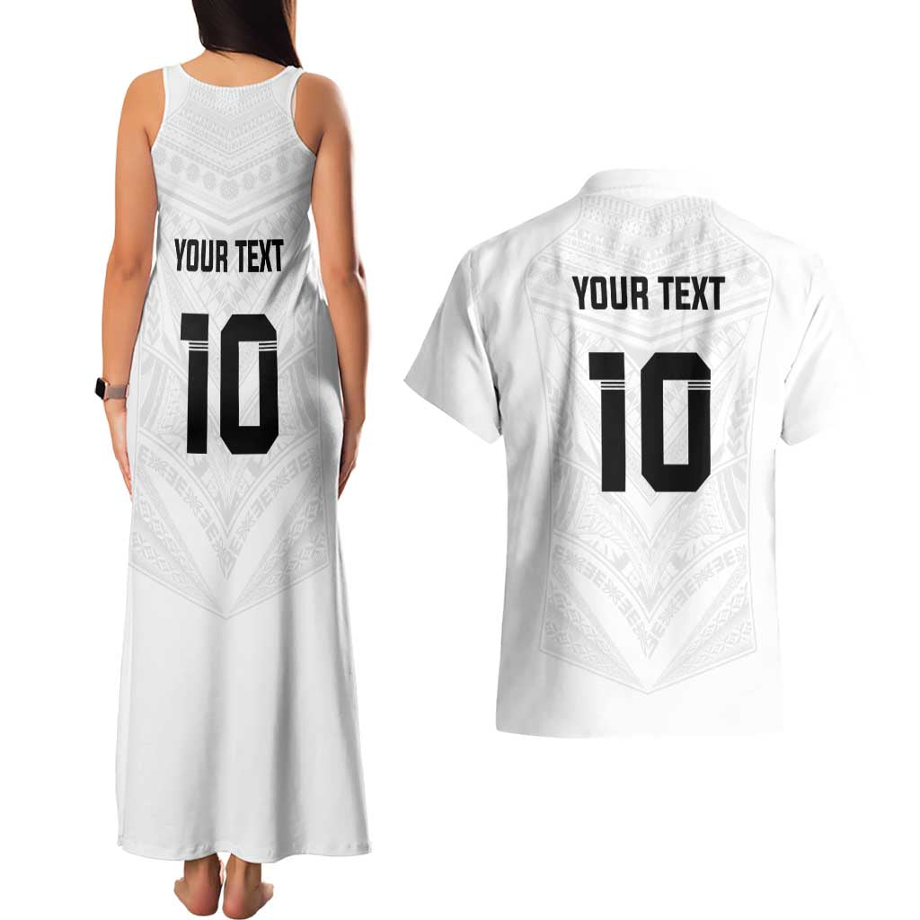 Custom Fiji Rugby Couples Matching Tank Maxi Dress and Hawaiian Shirt Tapa Tribal Motifs Sporty Style - Polynesian Pride