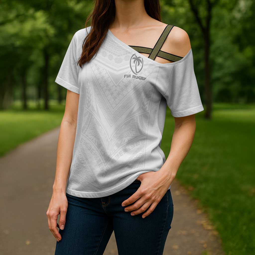 Custom Fiji Rugby Cross Shoulder Shirt Tapa Tribal Motifs Sporty Style LT03 - Polynesian Pride