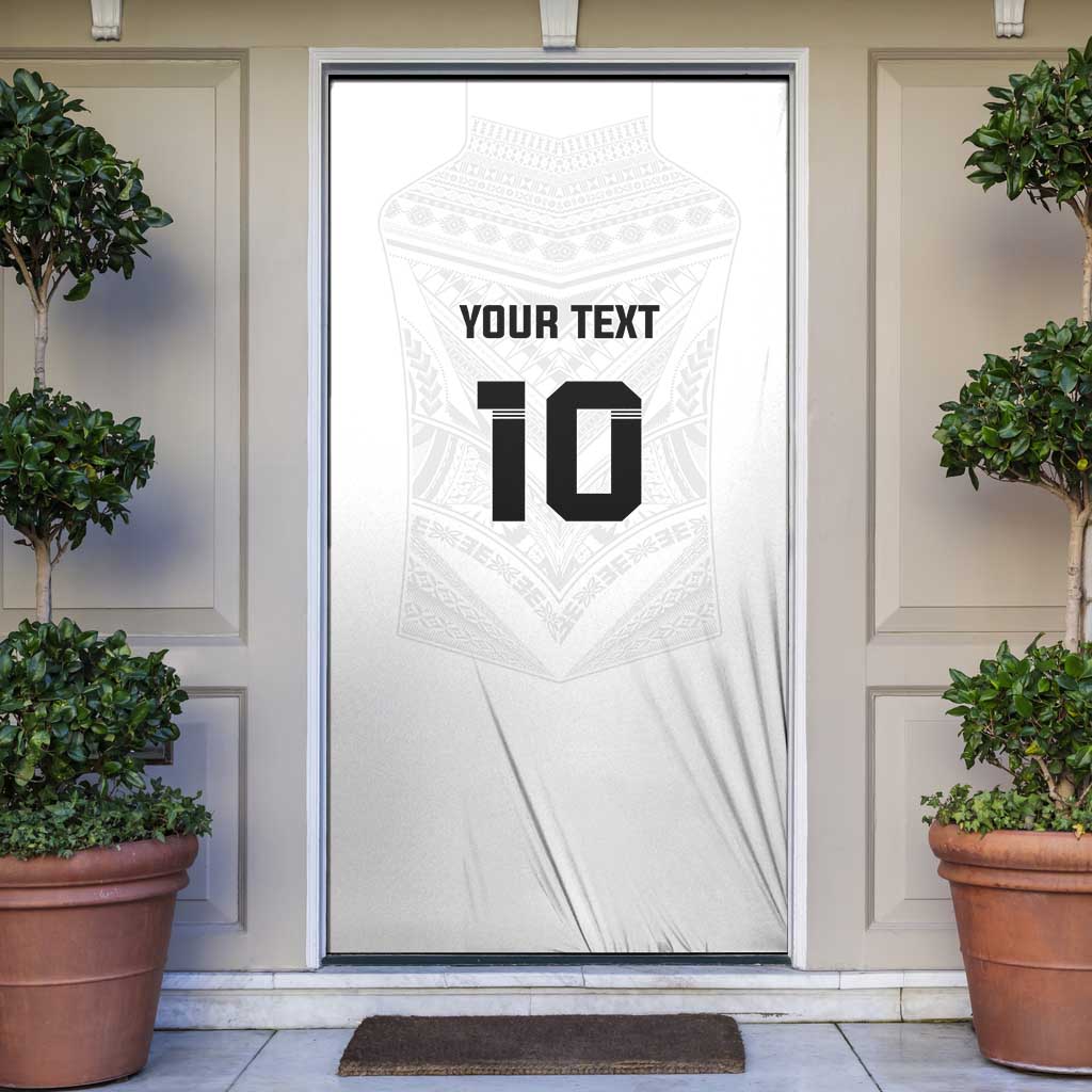 Custom Fiji Rugby Door Cover Tapa Tribal Motifs Sporty Style LT03 White - Polynesian Pride