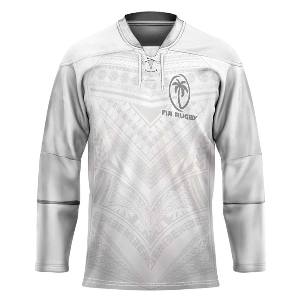 Custom Fiji Rugby Hockey Jersey Tapa Tribal Motifs Sporty Style LT03 Unisex White - Polynesian Pride