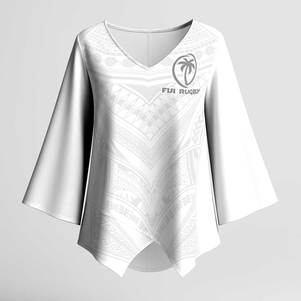 Custom Fiji Rugby Kimono Sleeve Blouse Tapa Tribal Motifs Sporty Style - Polynesian Pride