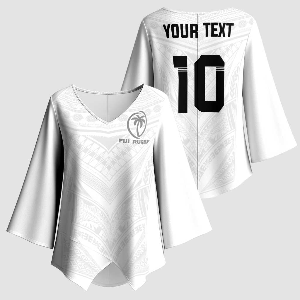 Custom Fiji Rugby Kimono Sleeve Blouse Tapa Tribal Motifs Sporty Style LT03 - Polynesian Pride