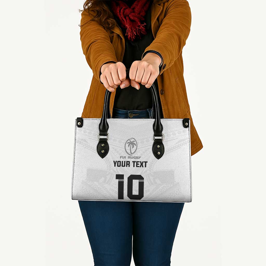 Custom Fiji Rugby Leather Bag Tapa Tribal Motifs Sporty Style - Polynesian Pride