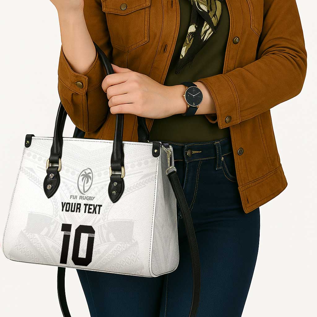 Custom Fiji Rugby Leather Bag Tapa Tribal Motifs Sporty Style - Polynesian Pride