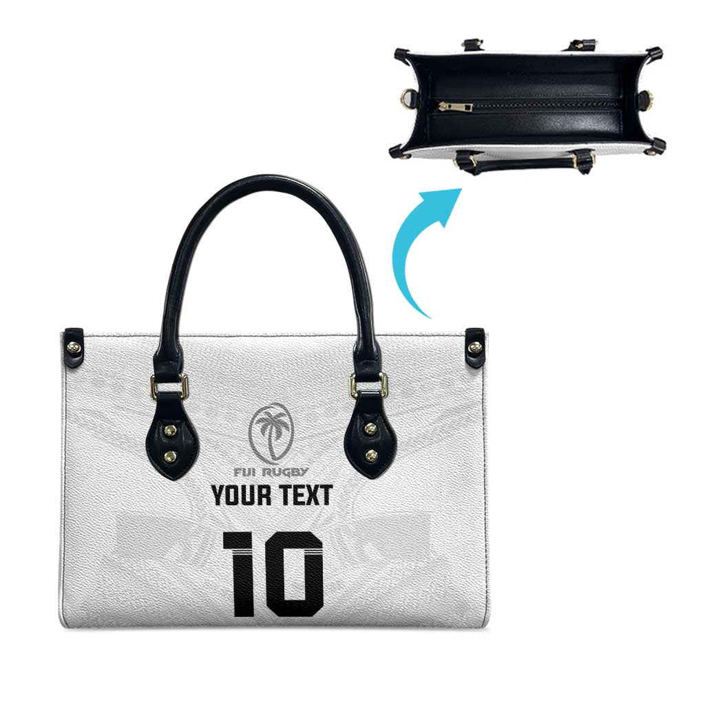 Custom Fiji Rugby Leather Bag Tapa Tribal Motifs Sporty Style - Polynesian Pride