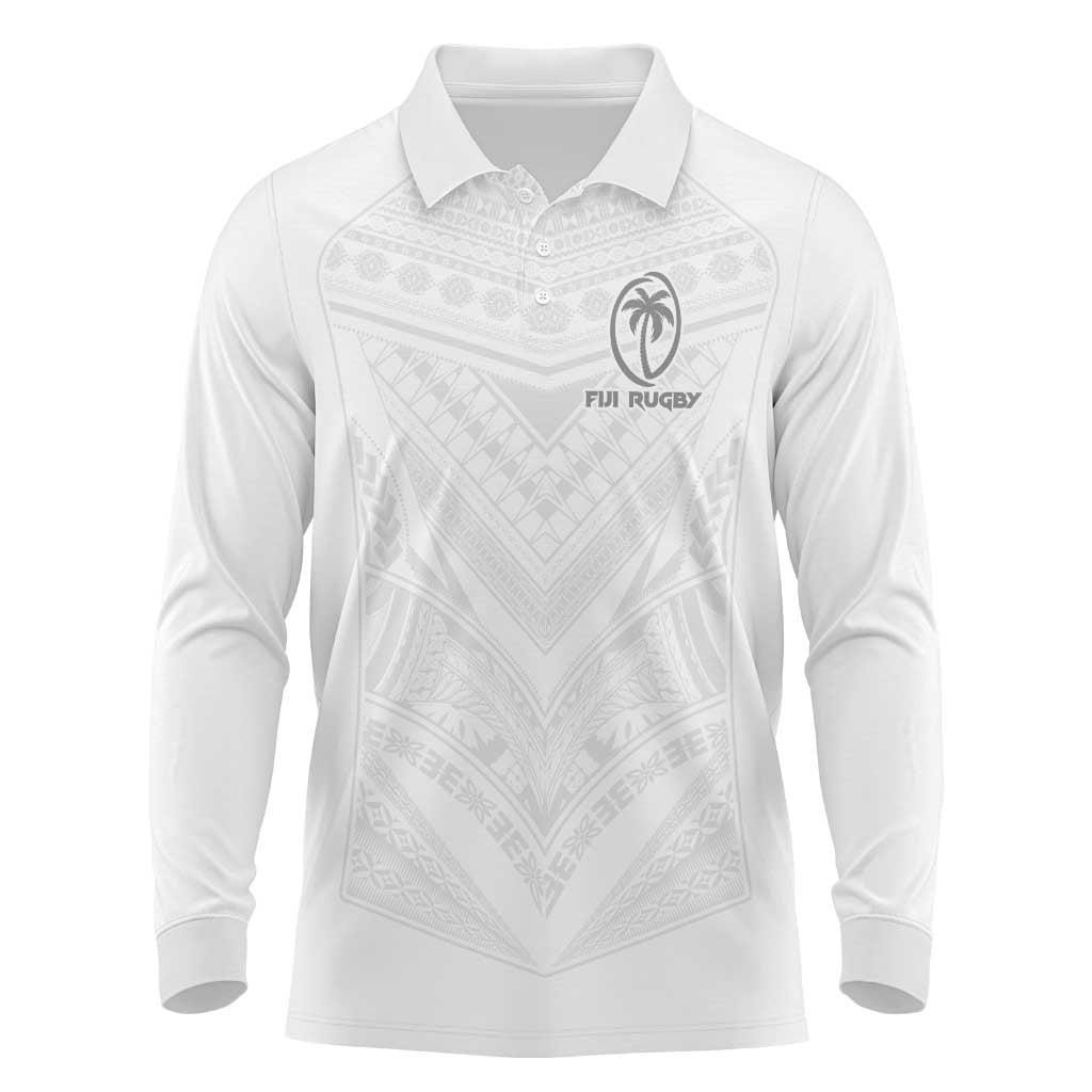 Custom Fiji Rugby Long Sleeve Polo Shirt Tapa Tribal Motifs Sporty Style - Polynesian Pride