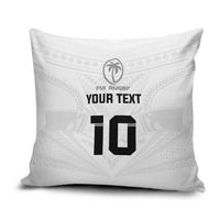 Custom Fiji Rugby Pillow Cover Tapa Tribal Motifs Sporty Style LT03 White - Polynesian Pride