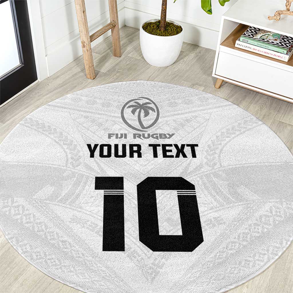 Custom Fiji Rugby Round Carpet Tapa Tribal Motifs Sporty Style - Polynesian Pride