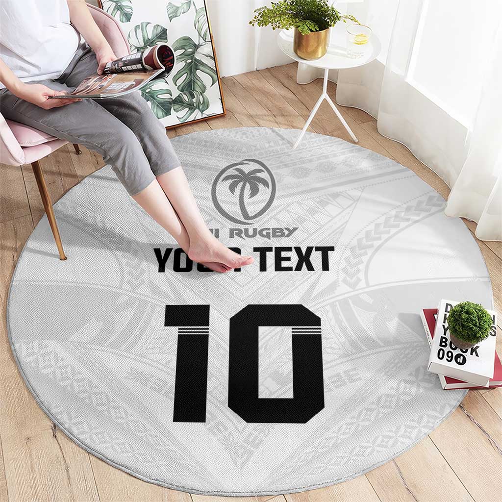 Custom Fiji Rugby Round Carpet Tapa Tribal Motifs Sporty Style - Polynesian Pride