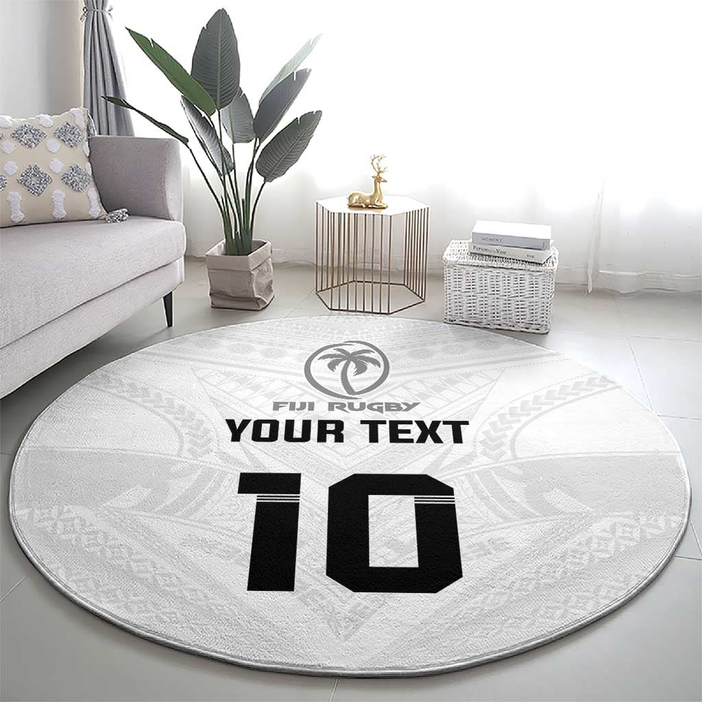 Custom Fiji Rugby Round Carpet Tapa Tribal Motifs Sporty Style - Polynesian Pride