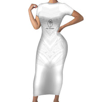 Custom Fiji Rugby Short Sleeve Bodycon Dress Tapa Tribal Motifs Sporty Style - Polynesian Pride