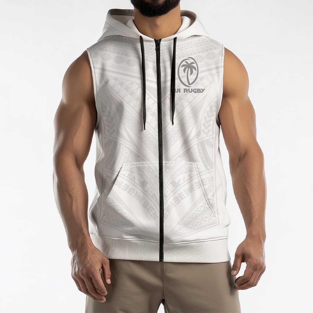 Custom Fiji Rugby Sleeveless Zip Hoodie Tapa Tribal Motifs Sporty Style LT03 - Polynesian Pride