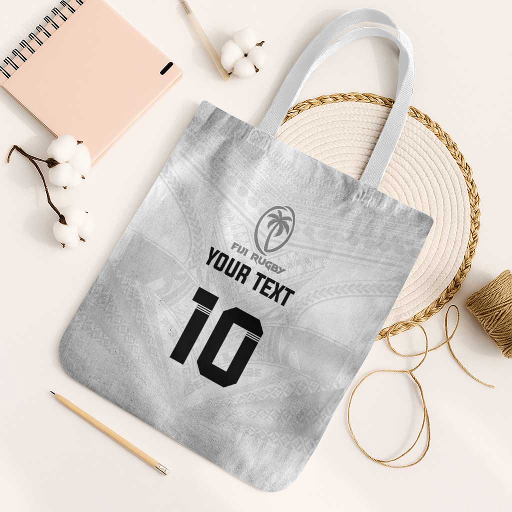 Custom Fiji Rugby Tote Bag Tapa Tribal Motifs Sporty Style LT03 White Strap One Size White - Polynesian Pride