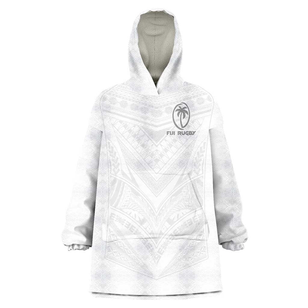 Custom Fiji Rugby Wearable Blanket Hoodie Tapa Tribal Motifs Sporty Style - Polynesian Pride